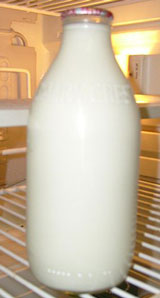 Milk bottle in refrig